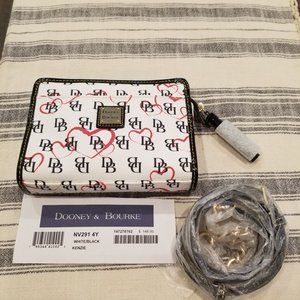 Dooney & Bourke Kenzie Hearts Crossbody Bag, White/Black/Red/Gold, NWT